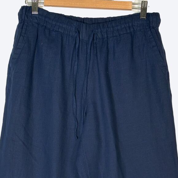 Charter Club 100% Linen Cropped Wide Leg Pants Women's S Lagenlook Resort Navy - Picture 3 of 9